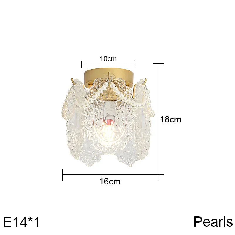 Carved Glass Pearl Chandelier for Dining Room, Living Bedroom, Study, Balcony - LED Pendant Lighting