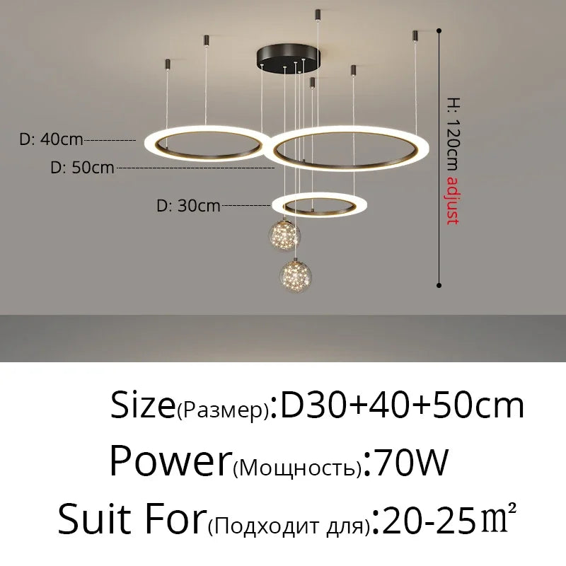 LED Circle Ring Ceiling Chandelier Pendant Lamp for Living Room, Bedroom, Kitchen