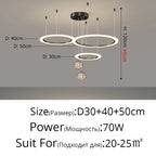 LED Circle Ring Ceiling Chandelier Pendant Lamp for Living Room, Bedroom, Kitchen