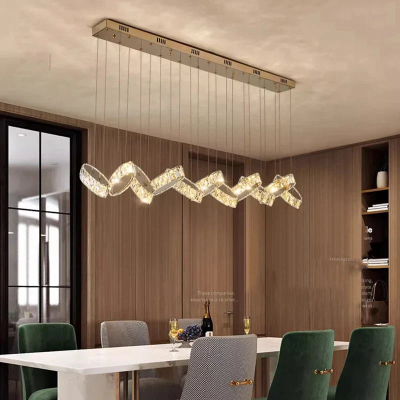 Crystal Chandelier Stair Pendant Lamp Living Room Interior Lighting