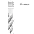 Modern Gold Crystal LED Staircase Chandelier for Large Hallway Lobby Loft