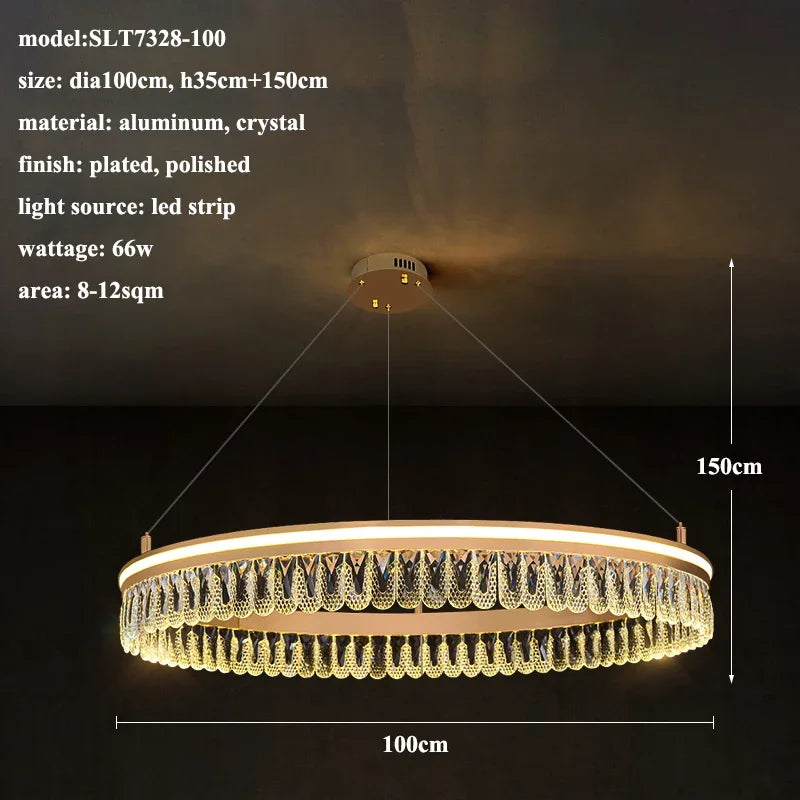 2024 Modern Crystal LED Chandelier for Living & Dining Room Decor