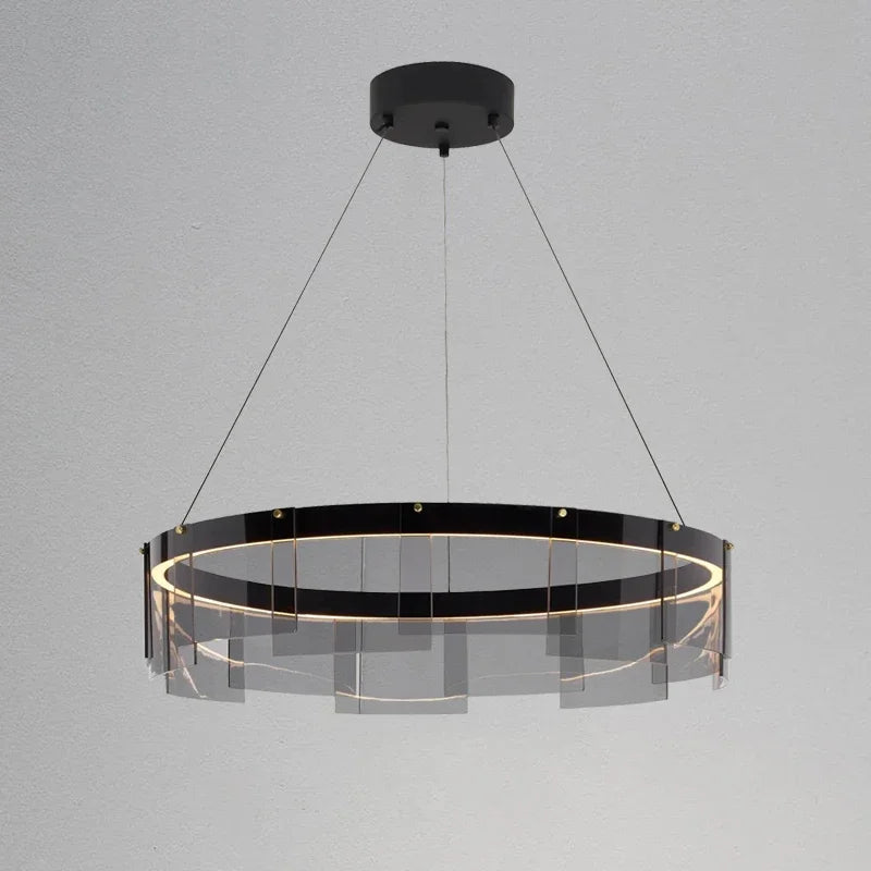 Smoky Glass LED Pendant Chandelier for Dining Living Bedroom Lighting