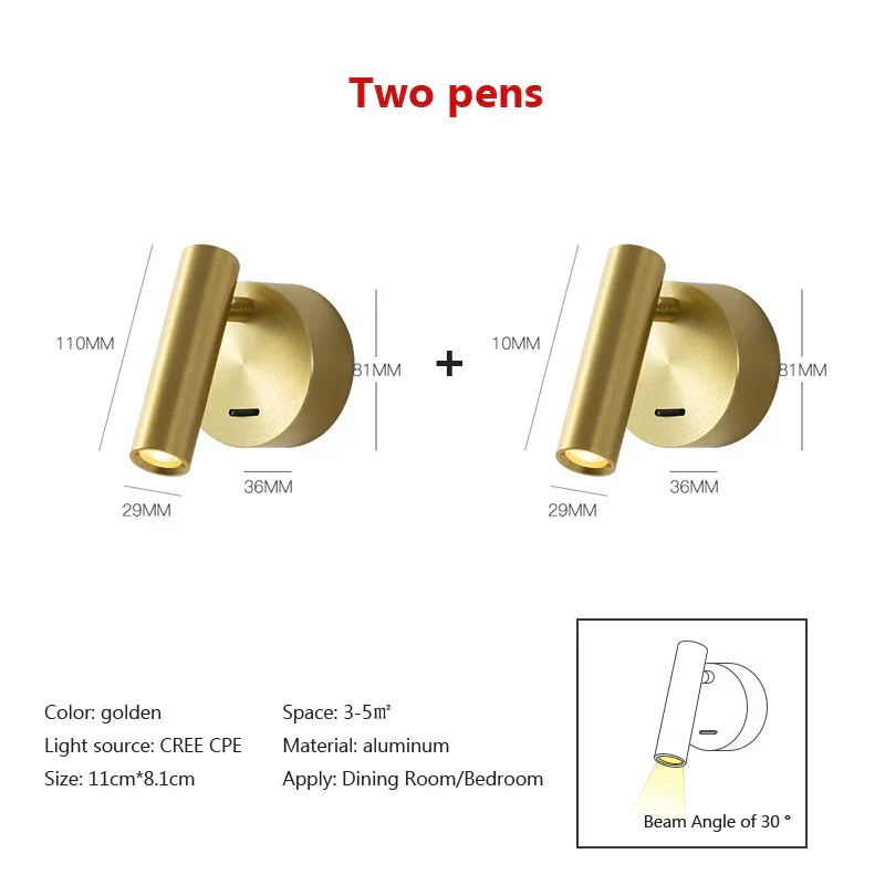 Minimalist LED Wall Lamp: Adjustable Rotation and Folding for Bedroom, Living Room Decoration