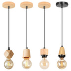 Nordic LED Pendant Light Iron Wooden Minimalist Ceiling Hanging Lamp