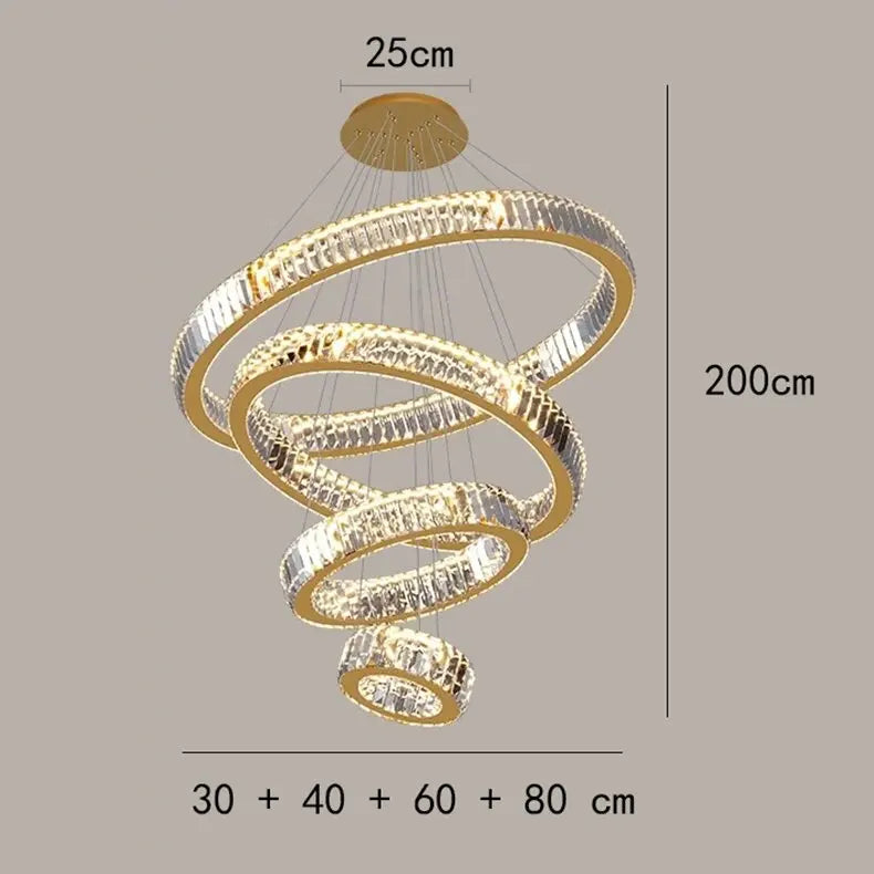 Crystal Round Chandelier: Elegant Stair Pendant Light for Luxury Home Decor