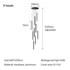 Modern Minimalist LED Stair Chandelier for Duplex Building Villa Living Room Dining Area