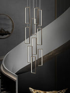 Copper Square Pendant Chandelier with LED Lighting