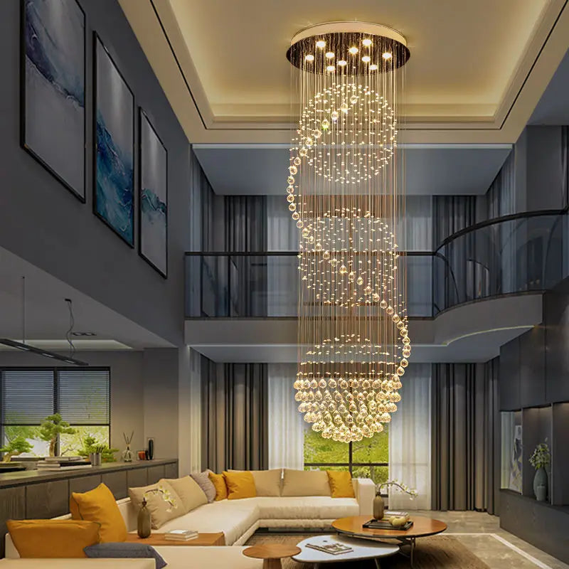 Spiral LED Vitrine Crystal Chandelier for Living Room Bedroom Hotel