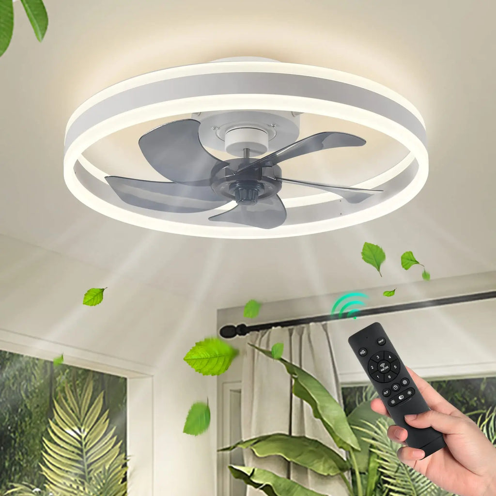 Smart Reversible Ceiling Fan with LED Lights, App Remote, Black/White Chandelier