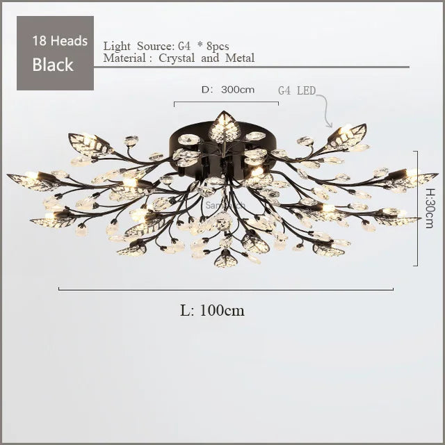 Crystal Ceiling Chandelier LED Fixture Lights for Living Room Bedroom by Samsarah Lighting