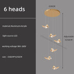 Butterfly Chandelier Staircase Suspended Loft Pendant Light for Living Room & Hallway