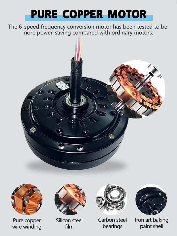 Smart DC Motor Ceiling Fan 6 Speed Remote Control 24CM Luxurious Design