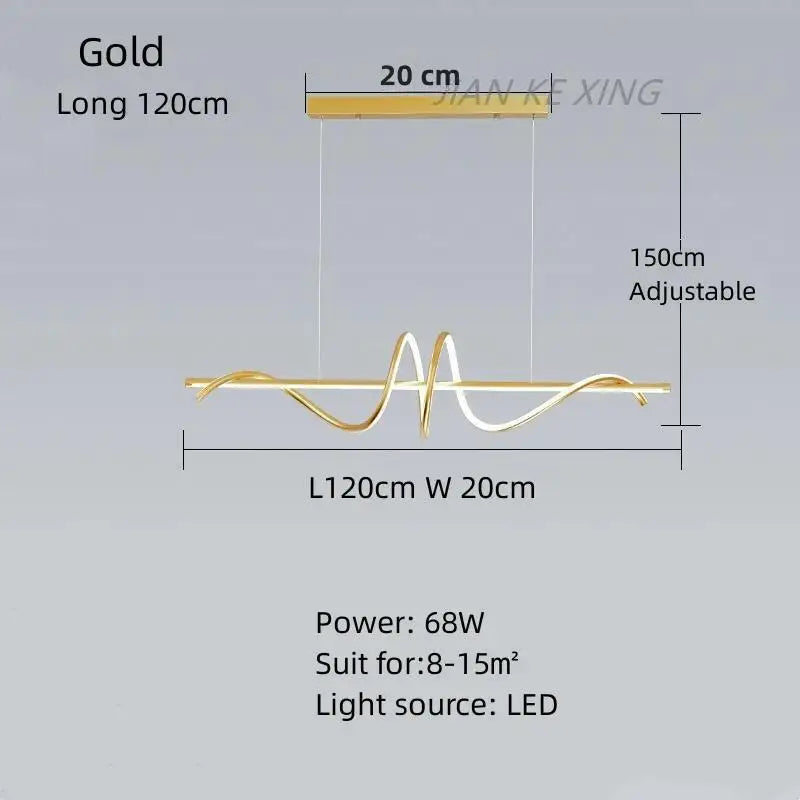 Modern Curved Dining Table Pendant Lamp LED Suspension Lighting