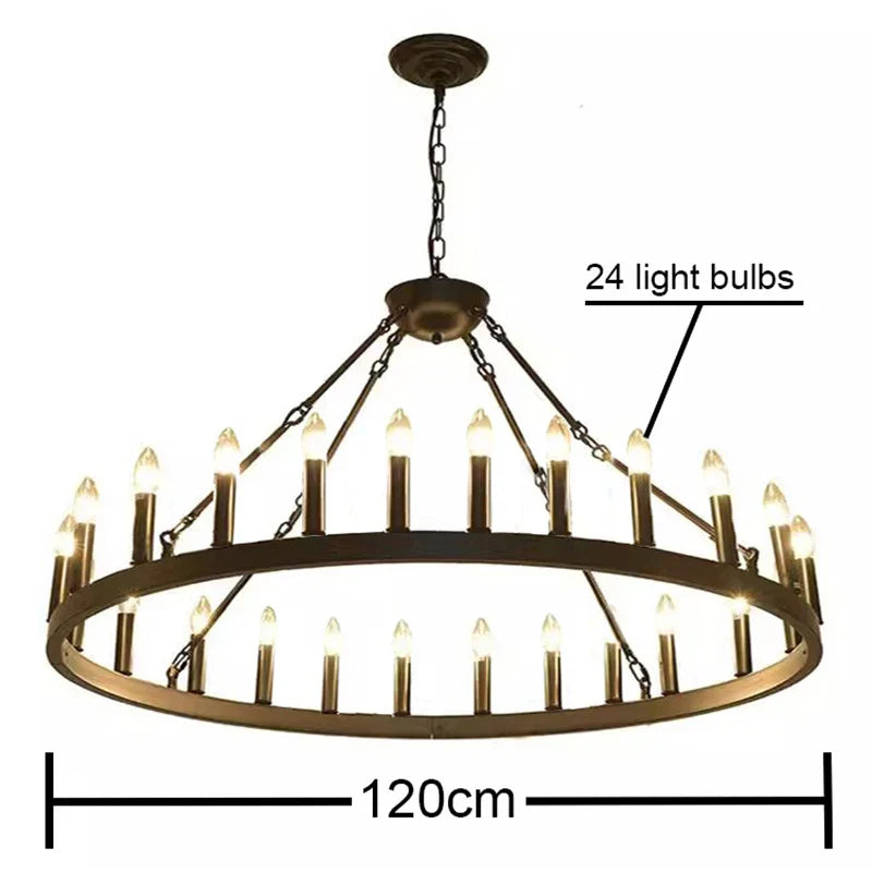 Vintage Iron Round LED Pendant Chandelier for Home, Cafe & Restaurant Decor