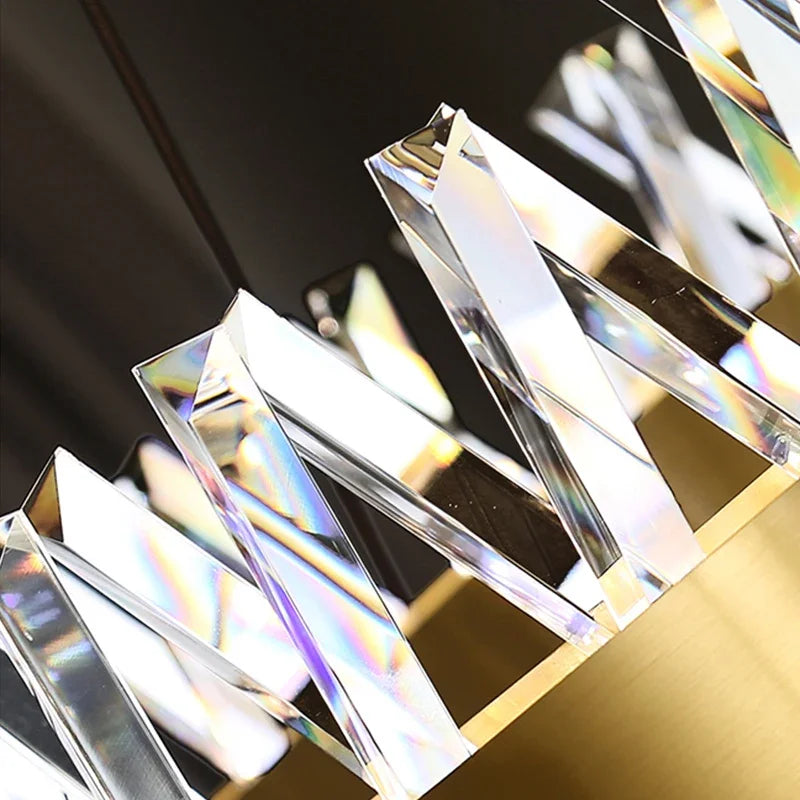 Gold Crystal Chandelier LED Light for Dining and Living Room