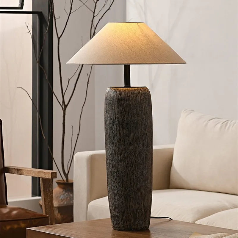 Ceramic Wabi Sabi Antique Japanese Floor Lamp for Living Room