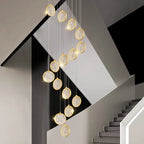 Round Cake Chandelier: Modern Staircase Lamp for High-rise Buildings, Hotels, and Homes