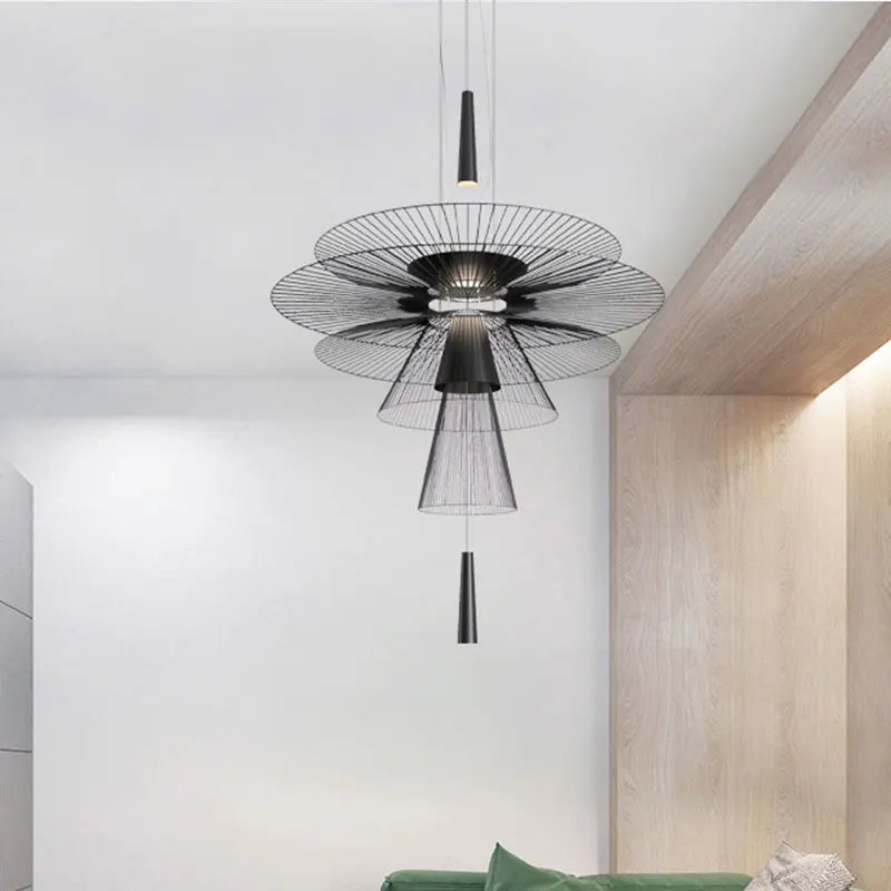 Modern UFO Hanging Lamps Metal LED Chandelier for Ceiling, Luxury Pendant Lights Home Decor