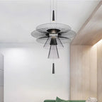 Modern UFO Hanging Lamps Metal LED Chandelier for Ceiling, Luxury Pendant Lights Home Decor