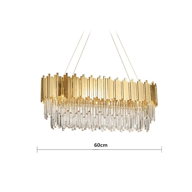 Crystal LED Pendant Lights: Luxury Gold Plating Metal Hanging Lamp for Living, Dining, Bedroom