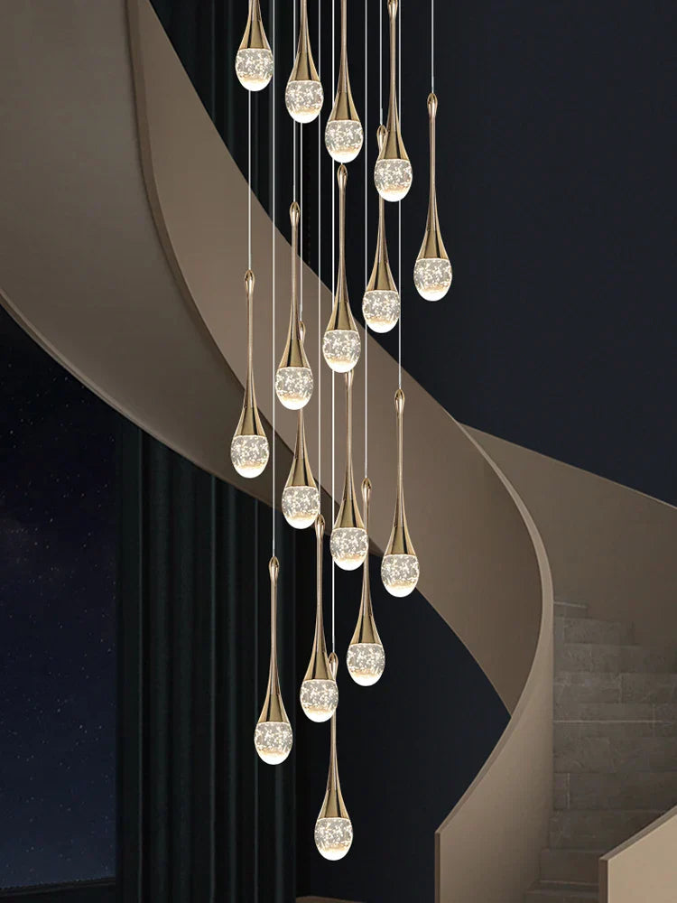 Crystal LED Chandeliers: Luxury Long Staircase Hanging Lights for Living Room Lobby