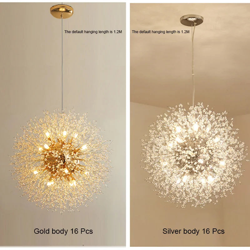 Dandelion Chandelier LED Sparkle Ball Crystal Lighting for Restaurant & Living Room