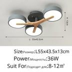 Nordic Style Wood Art LED Chandelier for Bedroom Living Room Ceilings