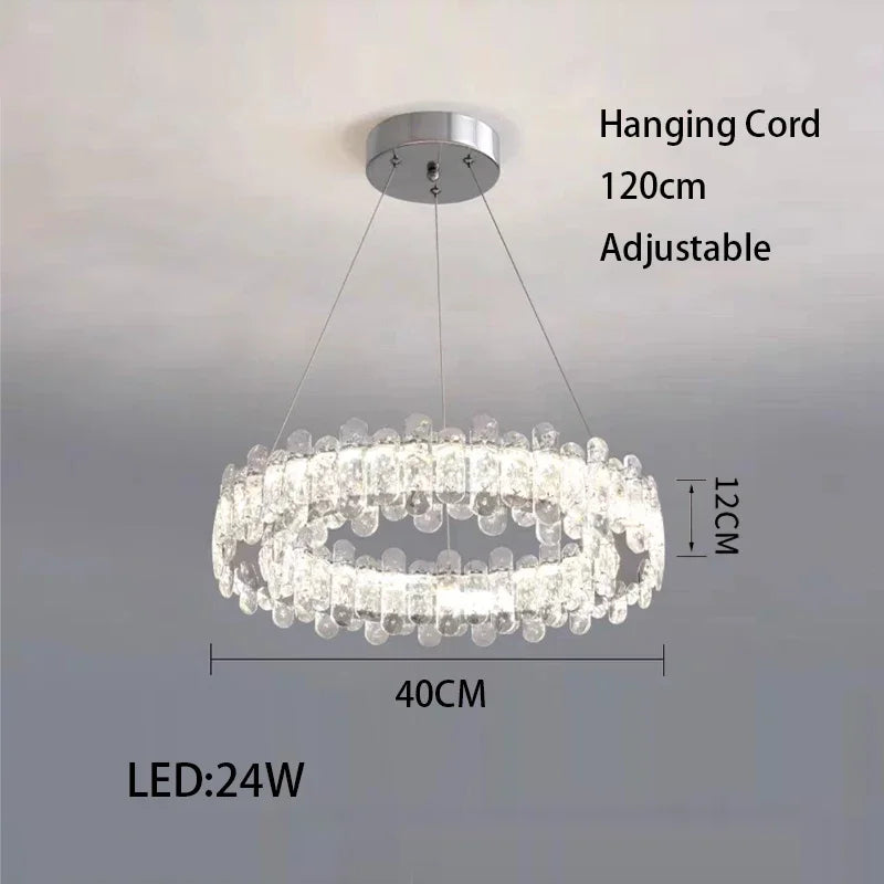 Crystal LED Ceiling Chandelier: Modern Dimmable Lighting Fixture for Stylish Home Decor