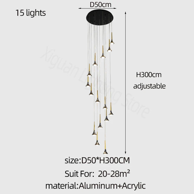 Modern Fashion Long-Line Chandelier for Living & Dining Rooms