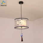 Modern Minimalist Fabric LED Chandelier Room Decoration Chinese Style Pendant Lamp