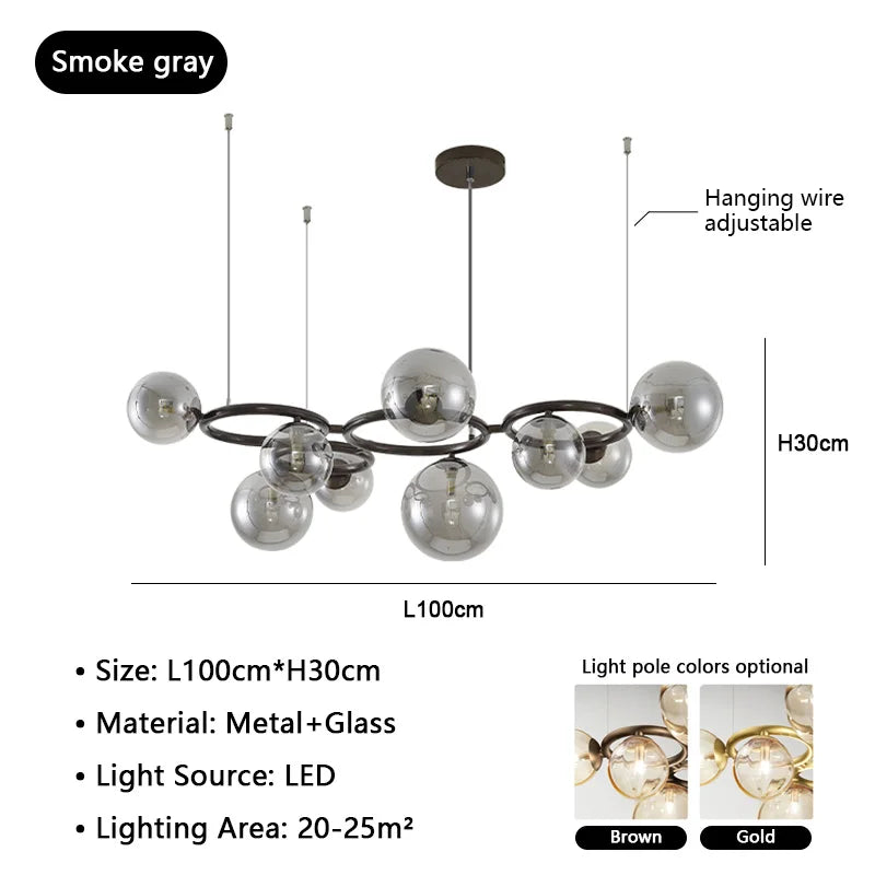 Nordic Glass Chandelier Luxury Pendant Lamps for Living Dining Bedroom