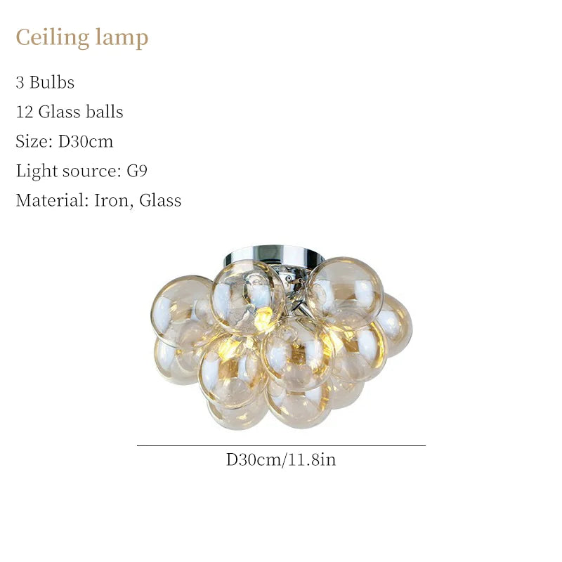 Glass Ball Chandelier: Modern Color Pendant Light for Living Room Decor