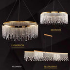 Crystal Chandelier Pendant Light LED Fixture for Living Dining Room Glamorous Home Decor