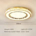 Gold Crystal Ceiling Lamp Double Layer Modern Chandelier Led Glossy Bedroom Decor