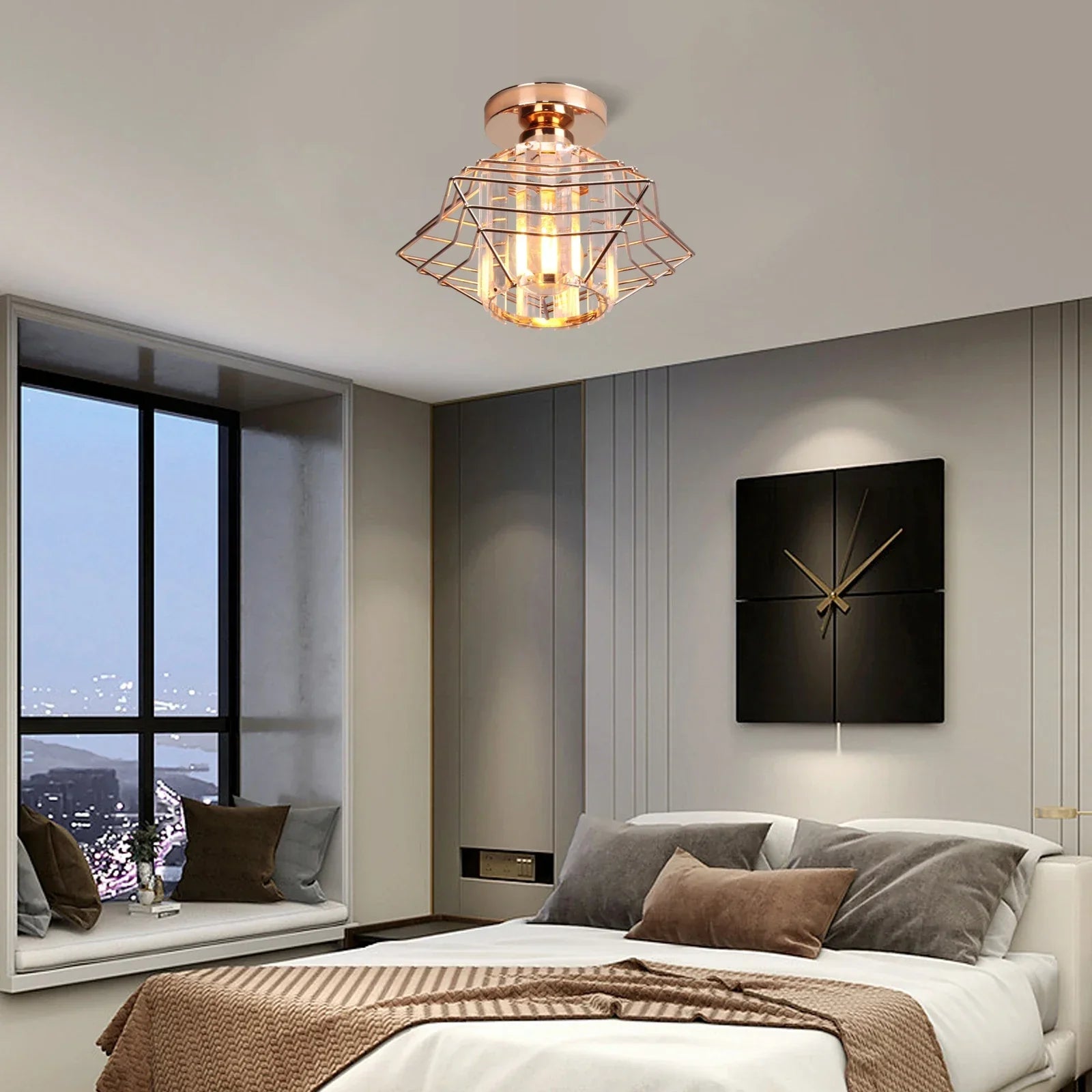 Crystal Ceiling Chandelier: Modern Industrial LED Indoor Lighting Fixture