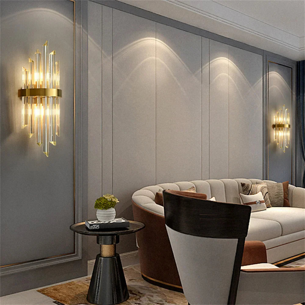 Crystal LED Wall Lamp Stainless Steel Sconces for Bedroom Dining Room
