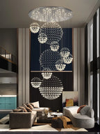 Crystal Ball Chandelier: Modern LED Spiral Pendant Light for Staircase, Living Room, Lobby