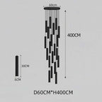 LED Crystal Staircase Chandelier: Nordic Black Indoor Lighting Fixture with Long Hanging Lamp