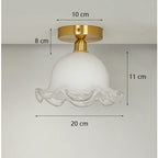 Antique Glass Ceiling Light: Elegant French Design, Unique Modern Brass Luminaria