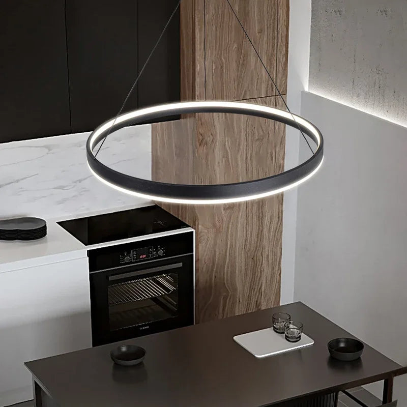 Round Ring LED Chandelier for Modern Minimalist Home and Office Decor