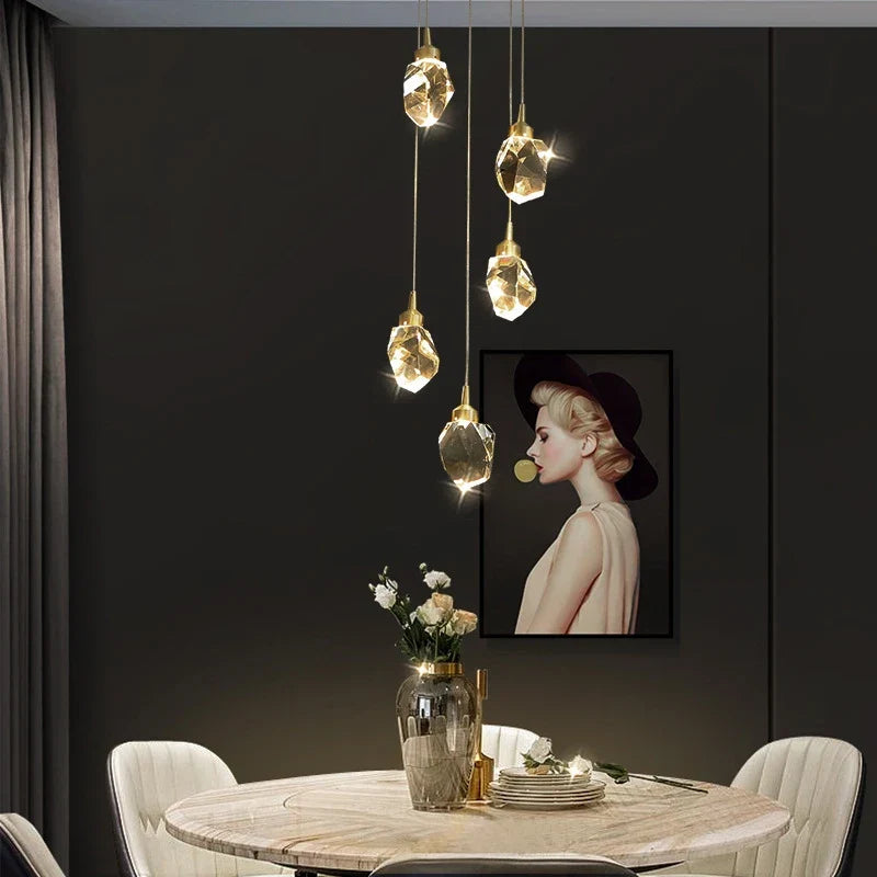 Nordic Villa Crystal Pendant Lights Chandelier for Home Living Room Bedroom Kitchen Shop