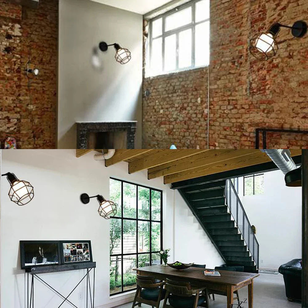 Vintage Wire Cage Wall Sconces Lights for Home Decor