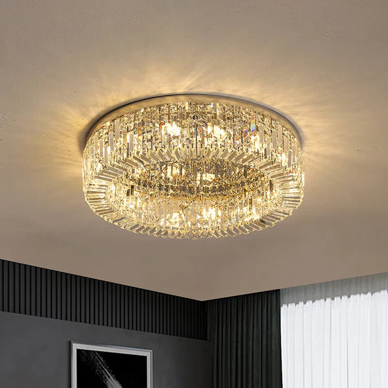 Modern Gold Crystal LED Living Room Chandelier by Afralia™