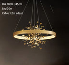 Modern Golden Ring LED Pendant Chandelier for Living Room and Bedroom