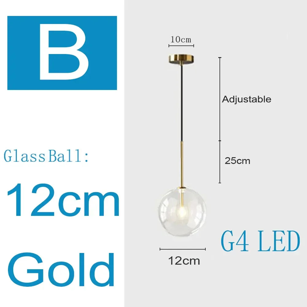 Clear Glass Chandelier Pendant Light Vintage Nordic Glass Ball Hanging Lamp