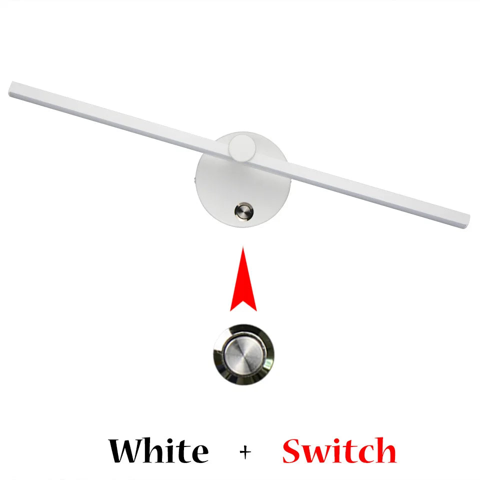 Linear LED Vanity Wall Light with Switch, 300° Rotation, 41CM - Nordic Minimalist Style