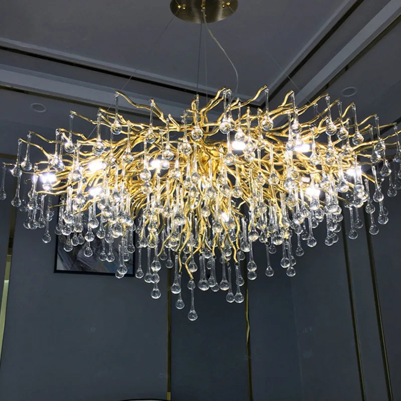 Crystal Tree Branch Chandelier: Luxury LED Pendant Light for Elegant Living Spaces