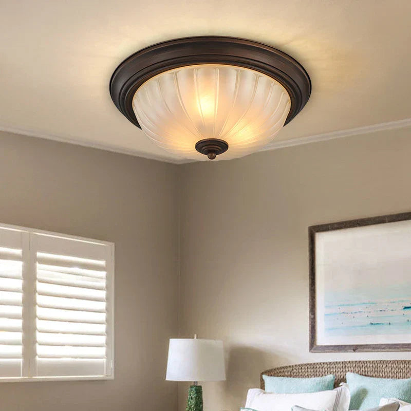Black Bronze Ceiling Light with Frosted Glass Shade for Bedroom and Kitchen
