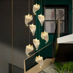 LED Staircase Chandelier: Modern Loft Lighting Fixture for Living & Dining Room